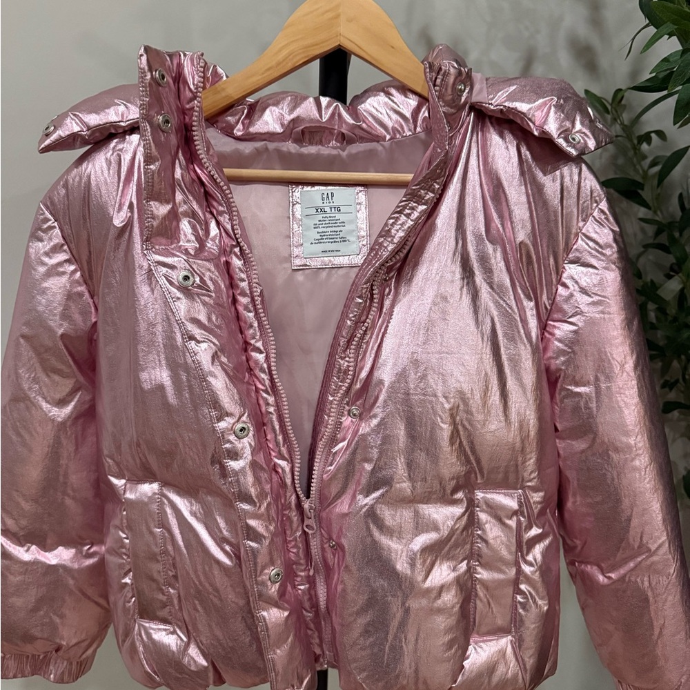 GAP Shiny Pink Kids Puffer Jacket